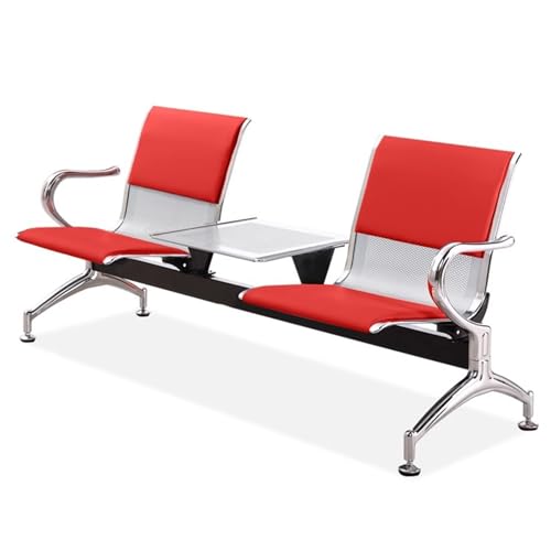 DJJYCTNM 2-Sitzer-PU-sitzbank für Wartezimmer, Wartebank Airport mit Kleinem Tisch, Lobby-Stühle für Flughafen, Bank, Krankenhaus, Salon(Red) von DJJYCTNM