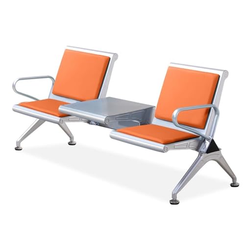 DJJYCTNM 2-Sitzer Wartebank Airport, PU-sitzbank für Wartezimmer mit Kleinem Tisch, Empfangsbereichsmöbel für Flughafen, Bank, Krankenhaus, Salon(Orange) von DJJYCTNM