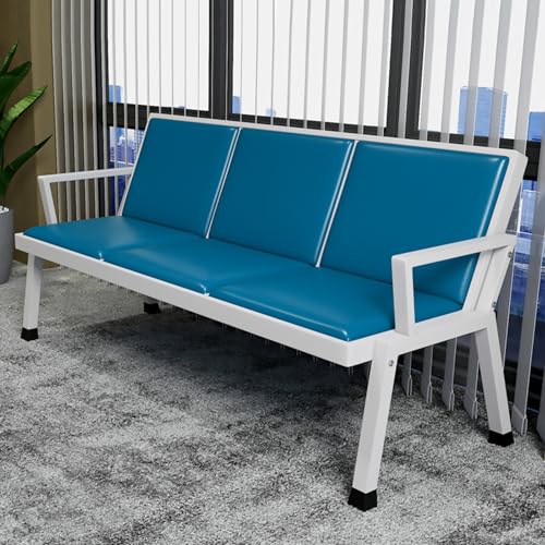 DJJYCTNM 3-Sitzer Sitzbank für Wartezimmer, Wartebank Airport mit Armlehnen für Flughäfen, Besucherstuhl für Klinik-Schulsalons(Blue) von DJJYCTNM