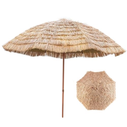 DJJYCTNM Ø 300cm / 9.8ft Großer Outdoor Hawaii Sonnenschirm Strandschirm Garten Stroh Sonnenschirm-Regenschirm, Sonnenschirm Strand Anti-UV und Wasserdicht (Natürliche Farben) von DJJYCTNM