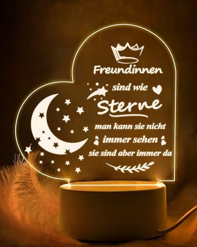 DJLLA Beste Freunde Geschenk für Freundin Geburtstag Weihnachten Freundinnen Geschenk Freundschaftsgeschenke LED-Acryl-Nachtlicht Lampe 16 Farben USB-Fernbedienung von DJLLA