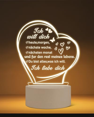 DJLLA Ich Liebe Dich Geschenk für sie ihn Valentinstag Liebe Geschenk für Frauen Mann Paare Geschenk Personalisiertes Geschenk Acryl Nachtlicht Weihnachten Geburtstag Geschenk von DJLLA