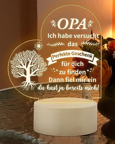 DJLLA Opa Geburtstagsgeschenk Graviertes Acryl-Nachtlicht Geschenk für Opa Vatertagsgeschenk von Enkeln Neujahr Erntedankfest Opa Geschenk von Enkel von DJLLA