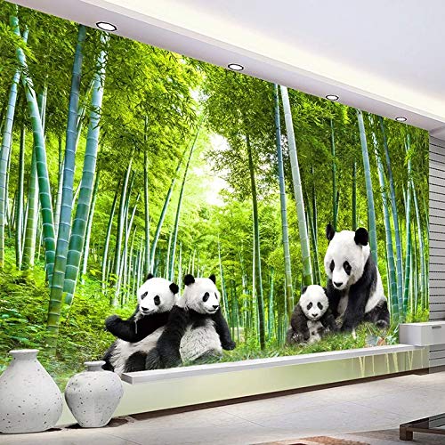 Benutzerdefinierte 3D-Fototapete Grün Bambus Wald Panda Poster Bild Wandbild Wohnzimmer Sofa TV Hintergrund Dekoration Malerei,400cm(W) x 280cm(H) von DJMJHG