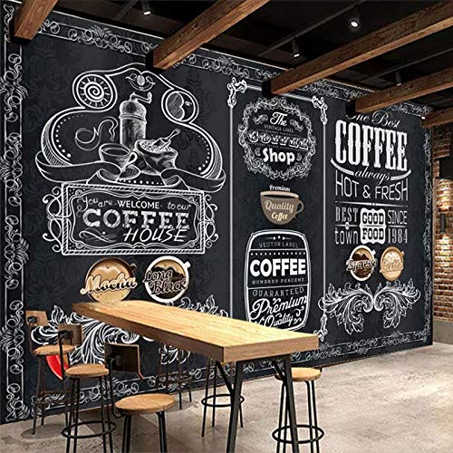 Benutzerdefinierte Tapete 3D Retro Nostalgie Handbemalte Tafel Coffee Shop Restaurant Hintergrund Wanddekoration,350cm(W) x 250cm(H) von DJMJHG