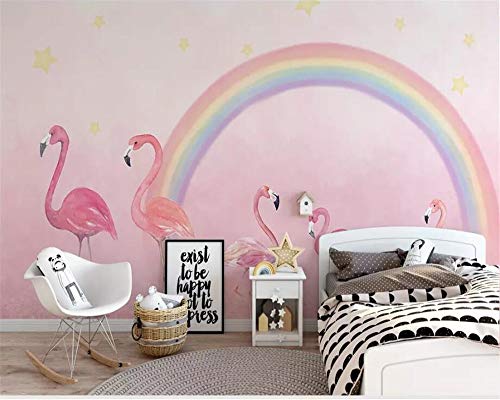 Benutzerdefinierte Tapete 3D-Wandbild Handgemalte Flamingo Kinderzimmer Tapete Prinzessin Pink Tv Hintergrund Tapete Wandbild,350cm(W) x 250cm(H) von DJMJHG