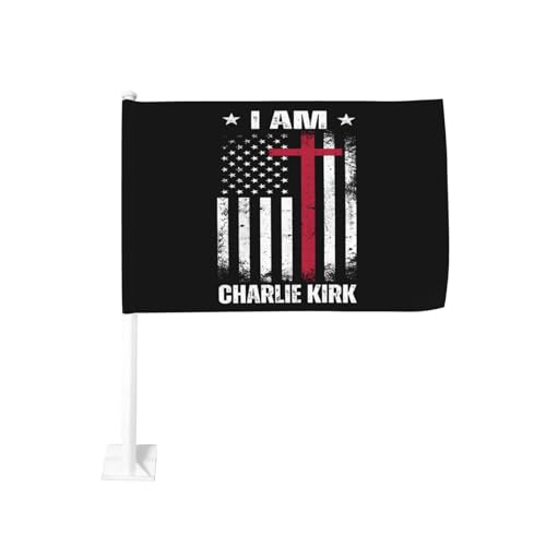 12 x 18 I AM Charlie Kirk Autoflagge Held Charlie Kirk Flaggen Doppelseitiges Dekorationsbanner für Auto LKW Kein Fahnenmast 12 x 18 I AM Charlie Kirk Autoflagge Held Charlie Kirk Flaggen Doppelseitiges Dekorationsbanner für Auto LKW Kein Fahnenmast von DJNGN