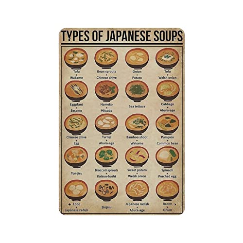 Arten von japanischen Suppen Retro-Metallschild Blechschild Home Wall Posters Bar Cafe Badezimmer Küche Garage Garten Farm Man Cave Decor Neuheit Geschenke von DJNGN