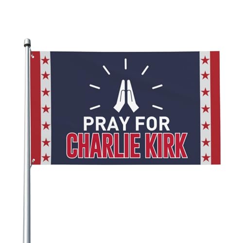 Beten Sie für Kirk Flagge Zeichen 3 x 5 Beten Sie für Charlie Kirk Flagge Banner für Yard Room Decor Kein Fahnenmast P4 von DJNGN