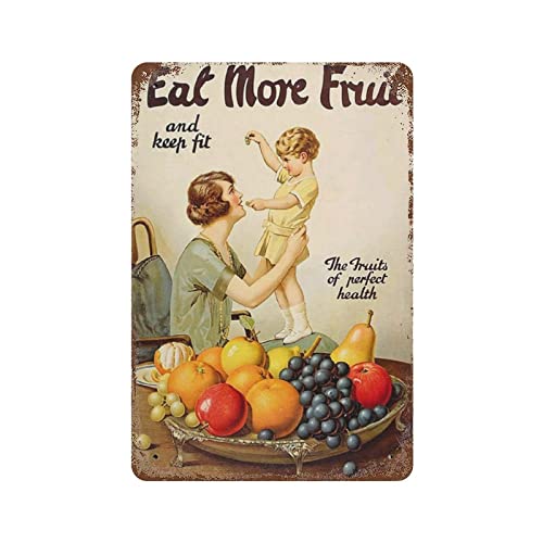 DJNGN Eat More Fruit Retro Eisen Malerei Vintage Metallschild Blechschild Kunst hängen Café Bar Club Poster Plaque für Haus Küche Garten Garage Wand Kunstwerk Dekor 8"x12"in von DJNGN