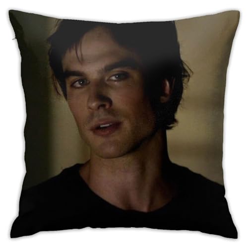 DJNGN Ian-Somerhalder Überwurf-Kissenbezug, quadratischer Kissenbezug, Kissenbezug für Sofa, Couch, Schlafzimmer, Wohnzimmer, Büro, Zuhause, Auto, Dekoration, 45,7 x 45,7 cm von DJNGN