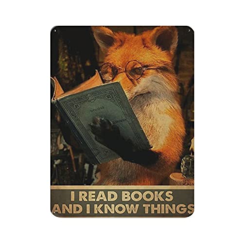 Fox Thats What I Do I Read Books I Know Thing Vintage Poster Metall Blechschild Kunst Wandschild Dekor Retro Eisen Malerei Aluminium Schild für Zuhause Männer Höhle Bar Kaffee Outdoor Garage Dekor 30, von DJNGN