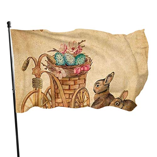 Gartenfahne Osterhase Hase Hofhaus Außendekoration Fahnen Banner für Terrasse Rasen 3x5 Ft von DJNGN