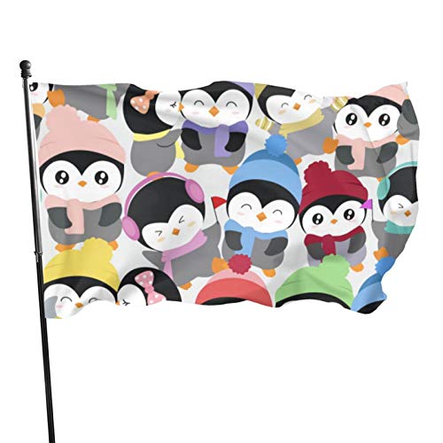 Gartenflagge, süßer Pinguin, Cartoon, Hofhaus, Außendekoration, Flaggen, Banner für Terrasse, Rasen, 3 x 5 Ft von DJNGN