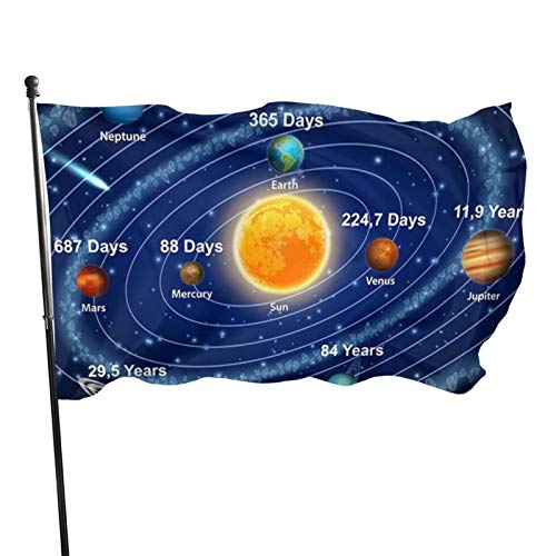 Gartenflagge Acht Sonnensystem Planeten Yard House Außendekoration Flaggen Banner für Terrasse Rasen 3x5 Ft von DJNGN
