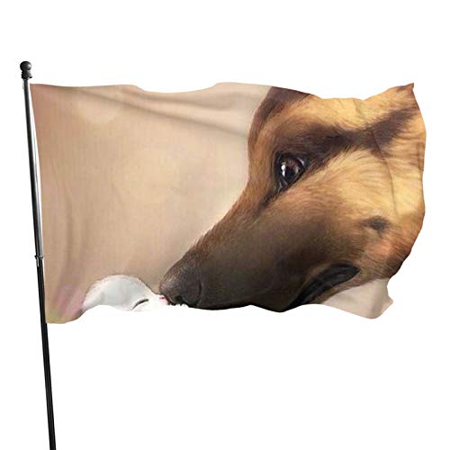 Gartenflagge Anime süßer Hund Katze Baby Hof Haus Außendekoration Flaggen Banner für Terrasse Rasen 3 x 5 Ft von DJNGN