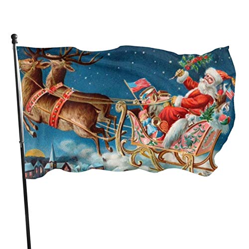 Gartenflagge Frohe Weihnachten, Weihnachtsmann, Rentier. Webp Yard House Außendekoration Flaggen Banner für Terrasse Rasen 3x5 Ft von DJNGN