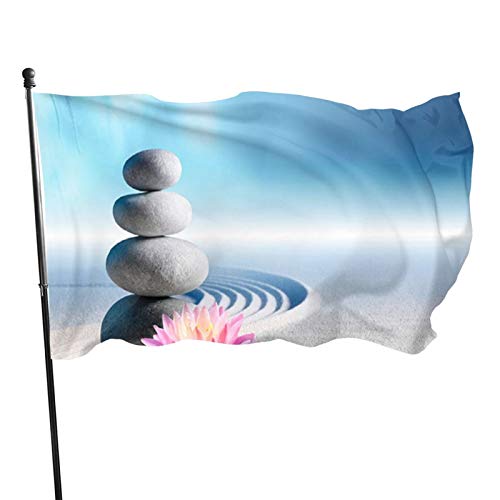 Gartenflagge Sand, Lilie und Spa-Steine Hofhaus Außendekoration Flaggen Banner für Terrasse Rasen 3 x 5 Ft von DJNGN