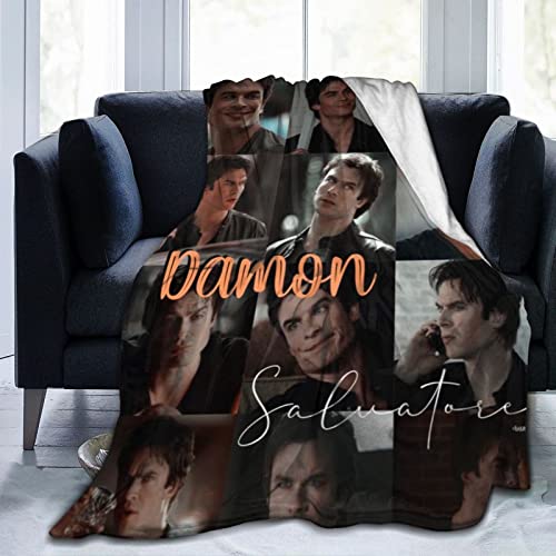 Gemütliche Damon Thow-Decke aus Plüsch, Salvatore, Flanelldecke, Bettwäsche, warmes Fleece, weiche Decke für Sofa, Couch, Wohnzimmer, Büro, Auto, Camp, Stranddecken, 127 x 102 cm von DJNGN