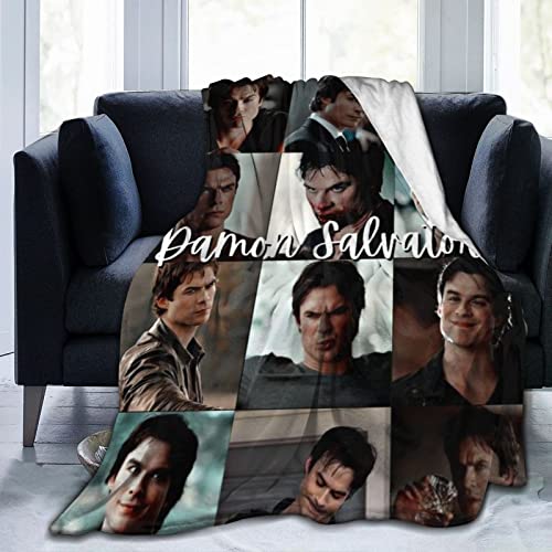 Gemütliche Damon Thow-Decke aus Plüsch, Salvatore, Flanelldecke, Bettwäsche, warmes Fleece, weiche Decke für Sofa, Couch, Wohnzimmer, Büro, Auto, Camp, Stranddecken, 127 x 102 cm von DJNGN