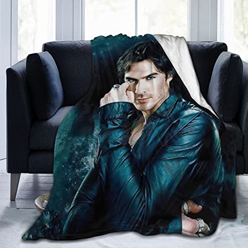 Gemütliche Damon Thow-Decke aus Plüsch, Salvatore, Flanelldecke, Bettwäsche, warmes Fleece, weiche Decke für Sofa, Couch, Wohnzimmer, Büro, Auto, Camp, Stranddecken, 127 x 102 cm von DJNGN