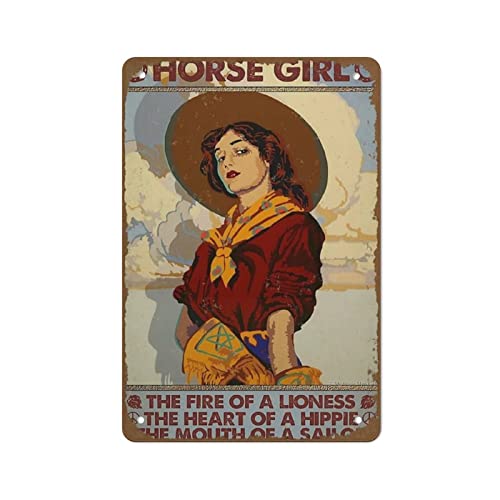 Horse Girl The Fire Of A Lioness The Heart Of A Hippie The Mouth Of A Sailor Retro-Blechschild, Metallposter, Vintage-Schild, Kaffeebar, Zuhause, Außen, Dekoration, Küche, Eisen, Malerei, Café, Club, von DJNGN