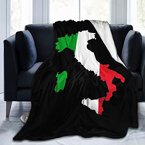Karte und Flagge Italien, ultraweiche Flanell-Fleece-Decke, ganzjährig, Wohnzimmer/Schlafzimmer, warme Überwurf-Bettdecke von DJNGN
