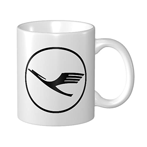 DJNGN Lufthansa Keramikbecher, weiß, klassische Kaffeetasse, Teetassen, Wassertasse, Geschenkideen für Mädchen, Jungen, Frauen, Männer, 11 oz von DJNGN