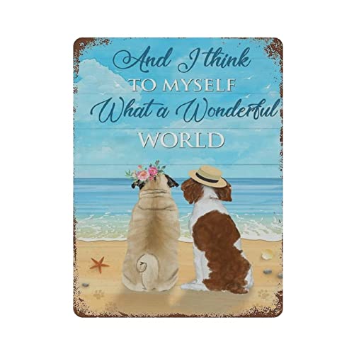Mädchen und Hund Strand Poster Metall Blechschild Retro Eisen Malerei Garten Garage Küche Plakette für Männer Höhle Bar Café Shop Badezimmer Outdoor Street Home Wandkunst Dekor Geschenke von DJNGN