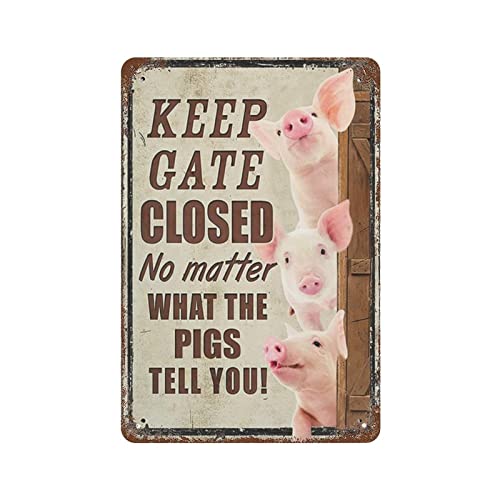 Schweine Lustige Keep Gate Closed Metallschild Vintage Aluminium Schild Eisen Malerei Blech Poster Schild für Bar Männer Höhle Café Outdoor Garage Home Wall Decor Geschenke von DJNGN