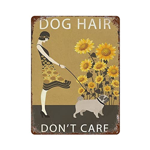 Sunflower Vintage Hundehaar Mops Metallblechschild Retro Eisenmalerei Blechposter Plaque Raumdekoration Küche Badezimmer Farm Club Bar Cafe Shop Männer Höhle Zuhause Wanddekoration Geschenkideen von DJNGN