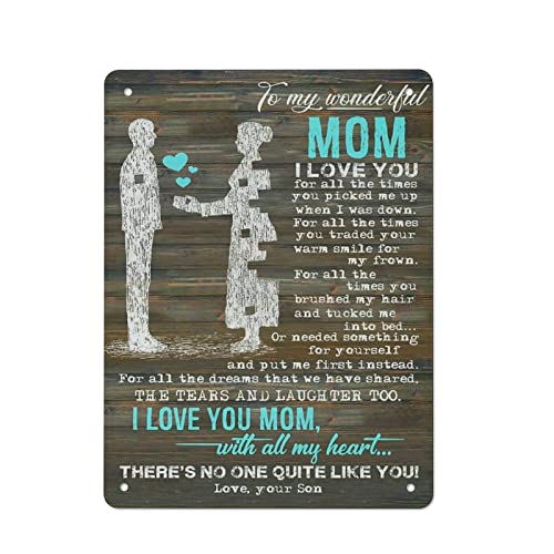 Vintage Metall Blechschild to My Wonderful Mom I Love You Iron Painting Home Kitchen Garage Man Cave Wall Decor Plaque Art Poster Funny Gift von DJNGN