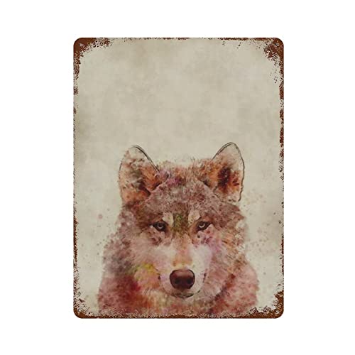 Wolf Aquarell Poster Metall Blechschild Retro Eisen Malerei Garten Garage Küche Plakette für Männer Höhle Bar Cafe Shop Badezimmer Outdoor Street Home Wandkunst Dekor Geschenke von DJNGN