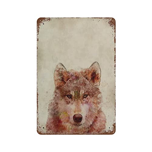 Wolf Aquarell Poster Metall Blechschild Retro Eisen Malerei Garten Garage Küche Plakette für Männer Höhle Bar Cafe Shop Badezimmer Outdoor Street Home Wandkunst Dekor Geschenke von DJNGN
