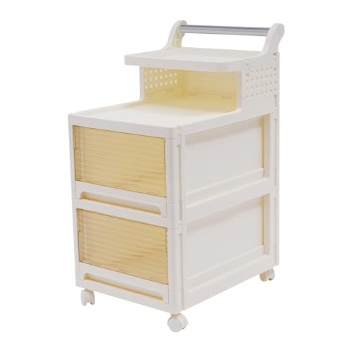 DJOAIUYF 4 Etagen Schubladenbox,Schreibtisch-Organizer mit 2 Schubladen,Beige Schubladenschrank,Halbdurchsichtigen Bastelbox Aufbewahrung Lagerbehälter 36 * 49 * 75cm von DJOAIUYF