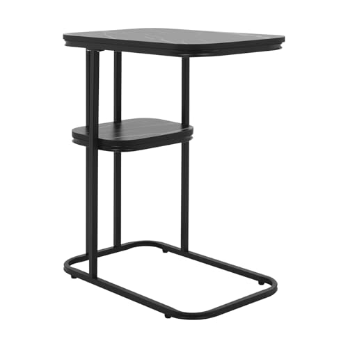 DJOAIUYF C-Form Beistelltisch,C-förmiger Couchtisch, 2-stufiger Sofa-Beistelltisch mit Fußpads,Sofatisch,Nachttisch Side Table Beistelltische Sofa,50 * 30 * 58cm (Schwarz) von DJOAIUYF