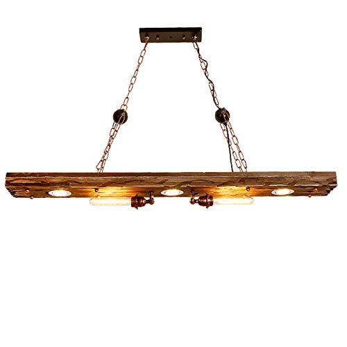 DJOAIUYF Holz Hölzerne Retro-rustikale Pendelleuchte Vintage Pendelleuchte Industrial Design Pendel Decken Lampe Holz Balken Wohn Zimmer Hänge Leuchte 220V E27 5-Flammig von DJOAIUYF