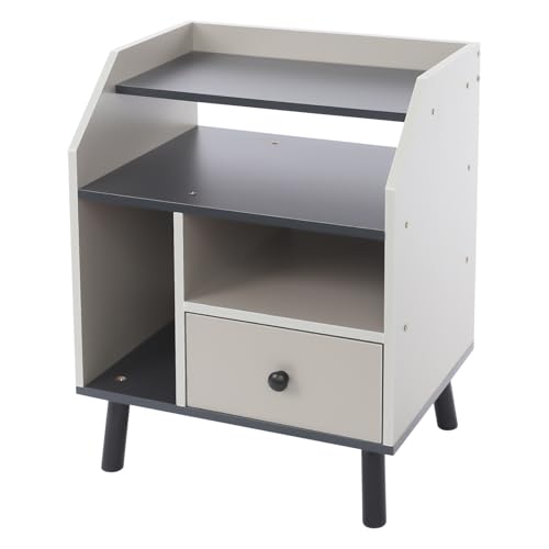 DJOAIUYF Nachttisch,Nachttische mit 1 Schublade und verfügt über mehrere offene Fächer,Schlafzimmer Nachttisch für Schlafzimmer Wohnzimmer Büro 40 * 30 * 53 cm (Hellgrau, Dunkelgrau) von DJOAIUYF