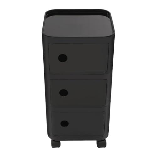 DJOAIUYF Nachttisch,Nebenbettisch mit 3 Schubladen, Nachtschrank mit eine oberste Plattform und DREI Fächer,Schlafzimmer Nachtkommode 32 * 32 * 63.3cm (Schwarz) von DJOAIUYF