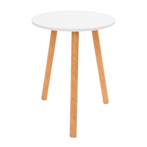 DJOAIUYF Runder Beistelltisch, Couchtisch Rund mit 3 Beine, Sofatisch,Kiefernholz SofatischTisch Gesamtbelastbarkeit 20kg Kleiner Sofatisch Modern Deko Tisch40*52cm (Warmweiß) von DJOAIUYF