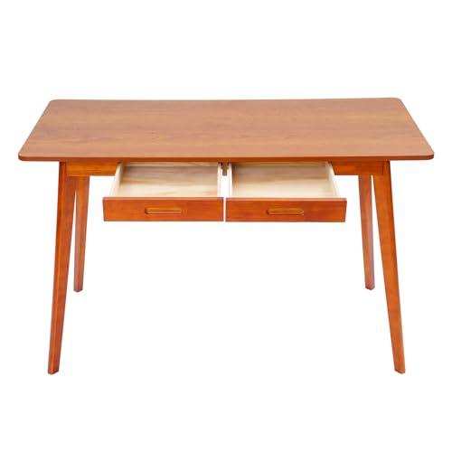 DJOAIUYF Schreibtisch mit 2* Schubladen,Holz Computertisch,Kleiner Bürotisch 120 * 55 * 74 cm,vielseitiger,Schreibtisch für Arbeitszimmer Schlafzimmer Homeoffice (Walnussfarbe) von DJOAIUYF