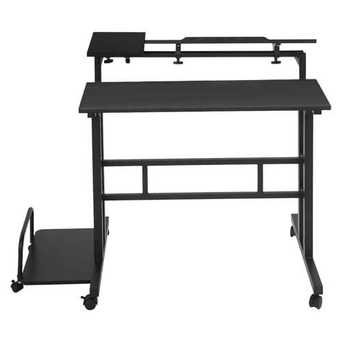 DJOAIUYF Stehpult Höhenverstellbarer Schreibtisch,Multi Functional Foldable Desk,Mobiler Computertisch mit 6 Rollen,Verstellbarer Computertisch,Neigbar Tischplatte,74 * 54 * 115cm (Schwarz) von DJOAIUYF