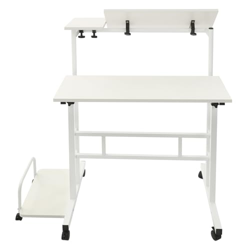 DJOAIUYF Stehpult Höhenverstellbarer Schreibtisch,Multi Functional Foldable Desk,Mobiler Computertisch mit 6 Rollen,Verstellbarer Computertisch,Neigbar Tischplatte,74 * 54 * 115cm (Weiß) von DJOAIUYF