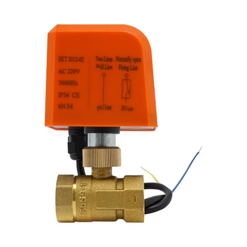 Motorkugelhahn Solid Motorkugelhahn Motorisierter 2-Wege, 2-Draht Aktuator Motorventil Motorized Ball Valve Kugelhahn Elektrisch Kugelventil (Normalerweise geöffnet(N/O) DN20 3/4'') von DJOAIUYF