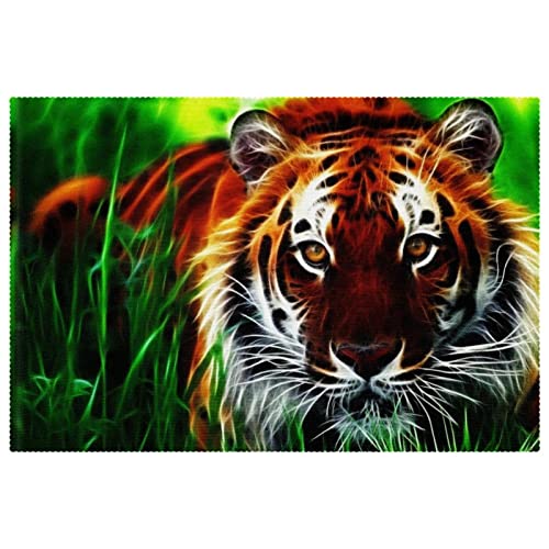 Tiger 3D-Platzsets, 6 Stück, Tischsets für Esstische, 30,5 x 45,7 cm, rutschfest, hitzebeständig, Küchentisch, Platzsets von DJSIMFHDNG