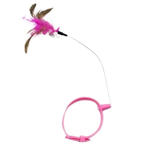 DJSKLDF Katzenangel Cat Collar Toy Attached, Silicone Teasing Wand Adjustable Feather Toys with Bell Interactive Teaser(Pink) von DJSKLDF
