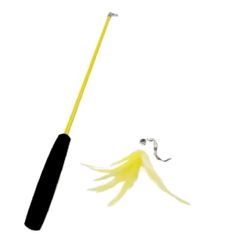 DJSKLDF Katzenangel Cat Teaser Wands Three-Section Telescopic Fishing Pole Wand Kitten Funny Catcher Stick Rod Interactive Toys(Yellow) von DJSKLDF