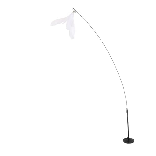 DJSKLDF Katzenangel Cat Toy Teasing Stick Interactive Toys Kitten Playing Feathers Wand with Bell Long Suction Cup Pole(Color 1) von DJSKLDF