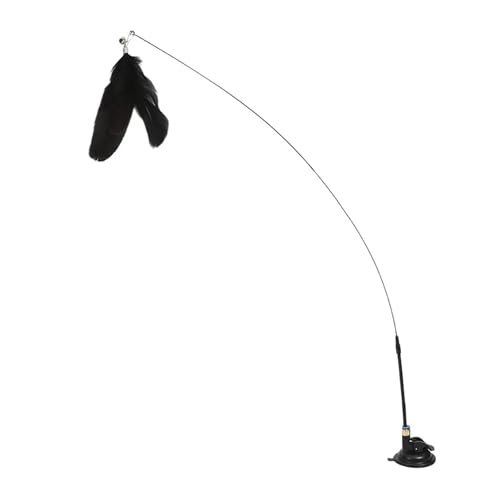 DJSKLDF Katzenangel Cat Toy Teasing Stick Interactive Toys Kitten Playing Feathers Wand with Bell Long Suction Cup Pole(Color 5) von DJSKLDF