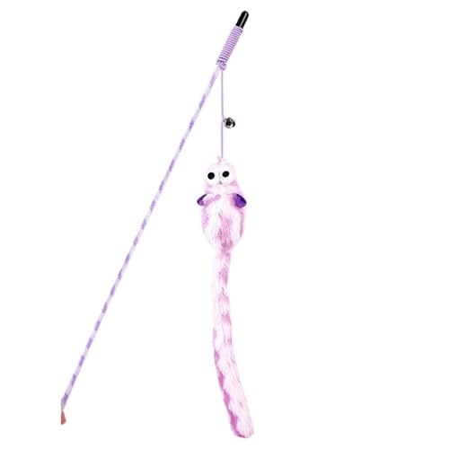 DJSKLDF Katzenangel Cat Toys Funny Stick Bouncy Rod Bell Bait Toy Plush Longtail Mouse Stripe Pet Supplies Accessories(Purple) von DJSKLDF